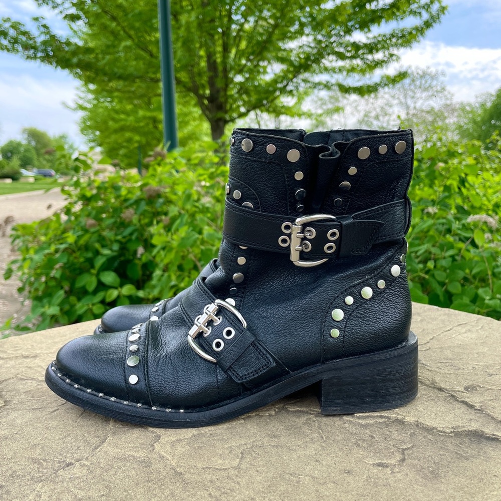 Sam Edelman 7 5 combat moto boots | black boots | 7 1/2 boots goth studded boot